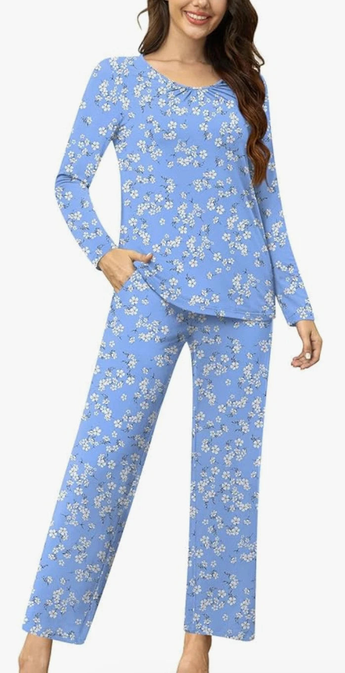 PRETTY Women's Pajamas, Long Sleeve Top, Pants with Pockets, 2X, Excellent! NWOT