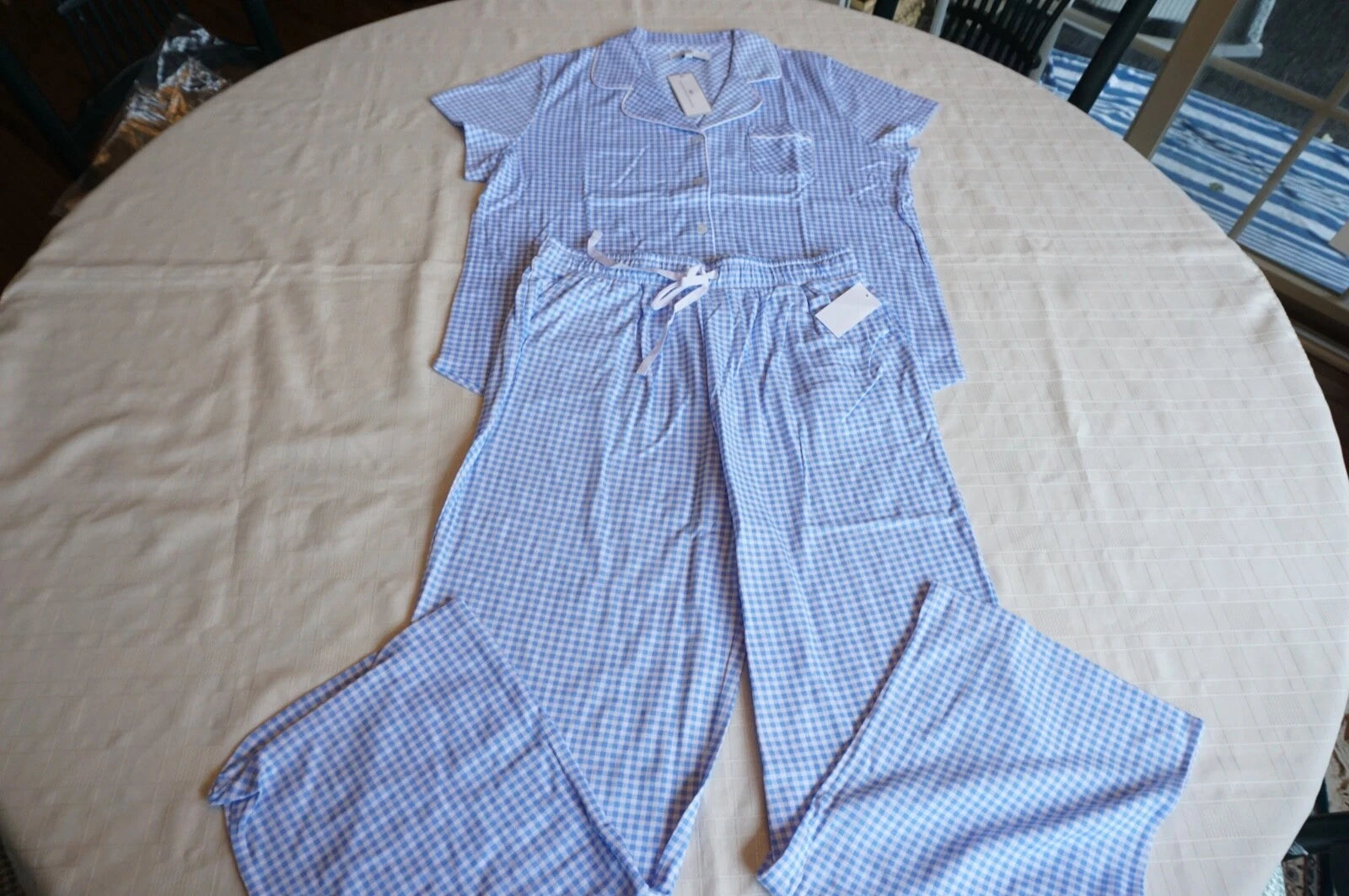 KAREN NEUBURGER BLUE GINGHAM 2-PIECE PAJAMA SET  SMALL SPRING FLING