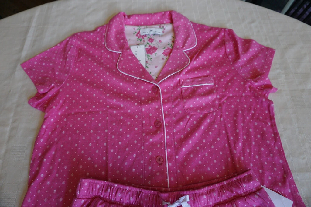 KAREN NEUBURGER 2-PIECE PAJAMA SET MED FIELD OF DREAMS SHORT SLV  PINKIN OF YOU