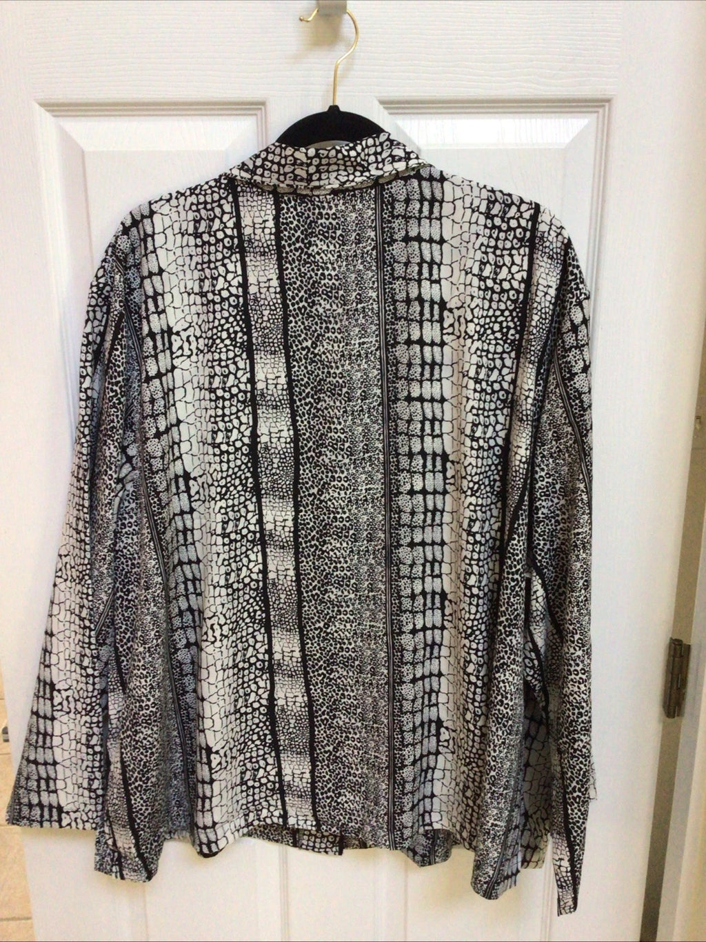 Natori Pajamas Shirt Pants Black White Animal Print Size 3XL Lounge Wear