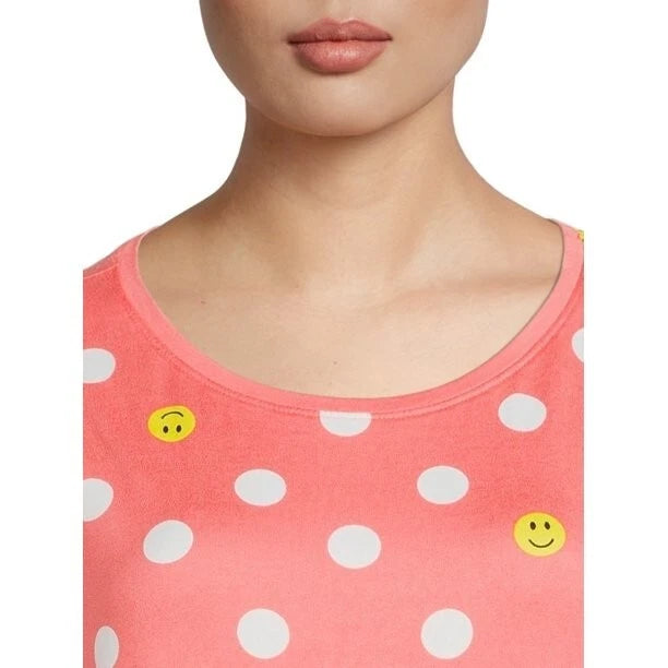 SECRET TREASURES SHORT SLEEVE PAJAMAS SET ORANGE PANTS IMOGEE SMILEY FACES S