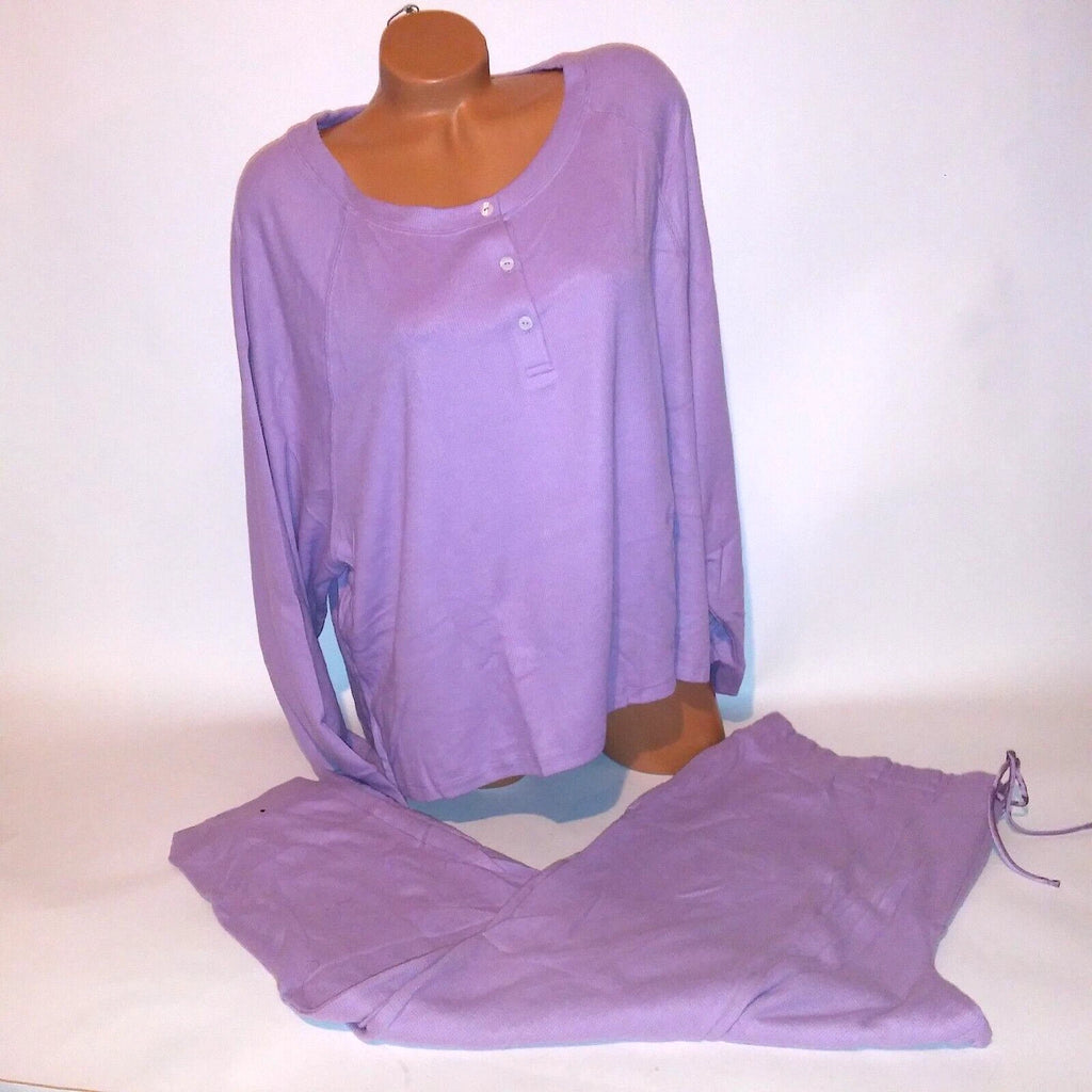 Victoria Secret Pajama Set XXL Top & Bottom Purple Glow Waffle Henley Jogger New