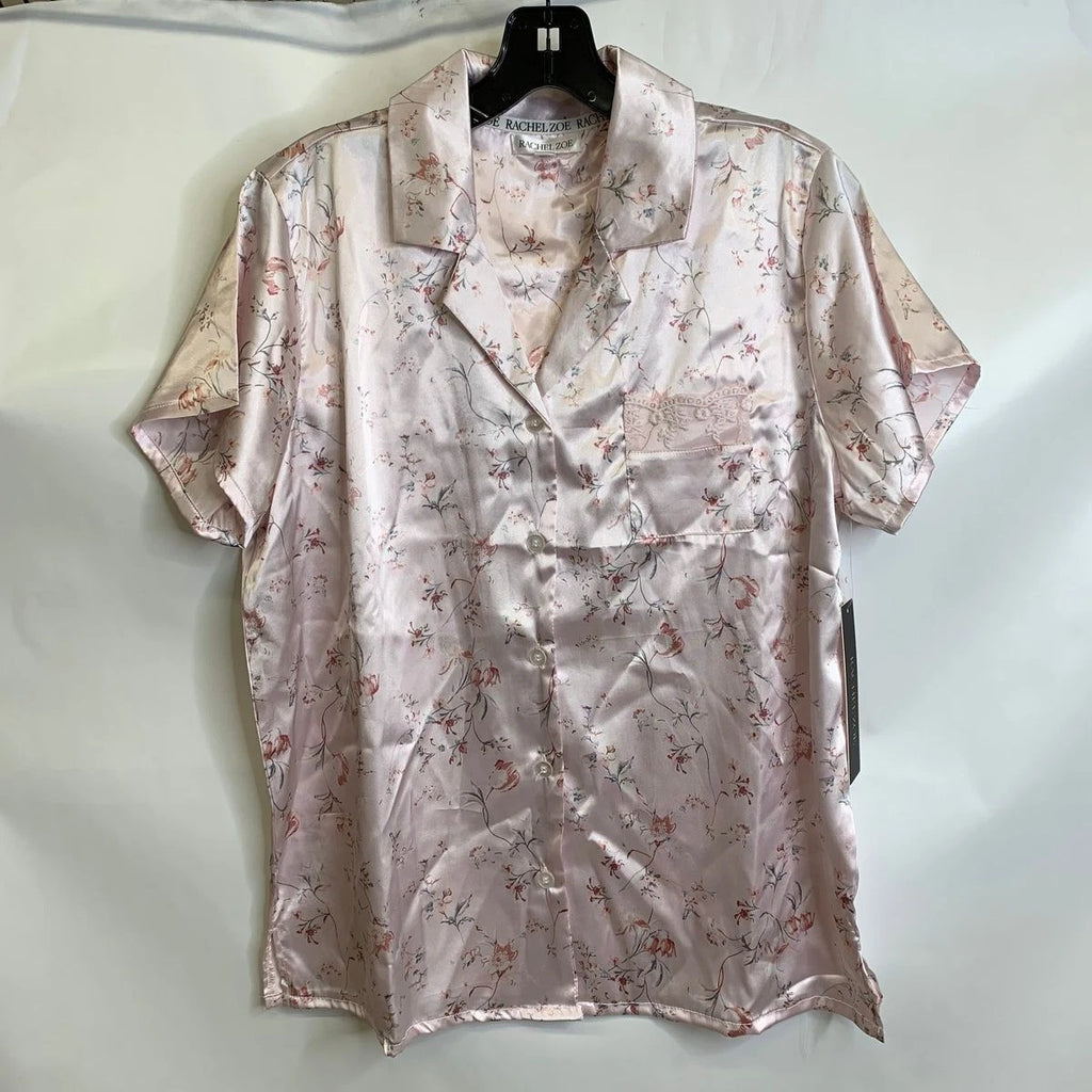 RACHEL ZOE Satin Lounge Sleepwear Two Piece Set Women's Size M Pink