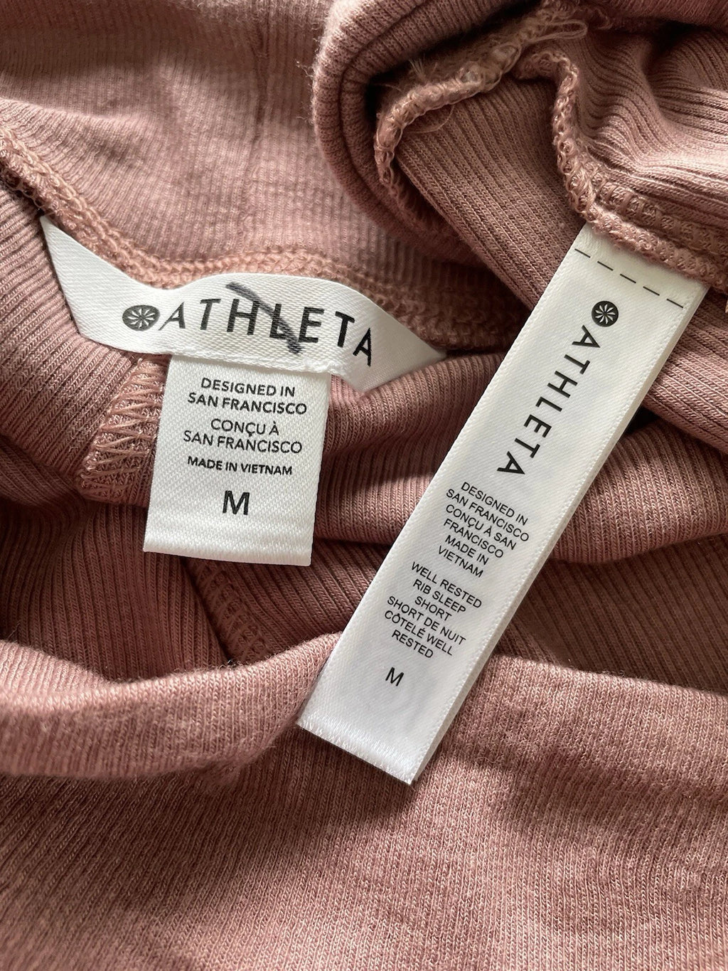 Athleta Well Rested Ribbed Sleep Soft Pink Shorts Tank NWOT Pajama Set Medium