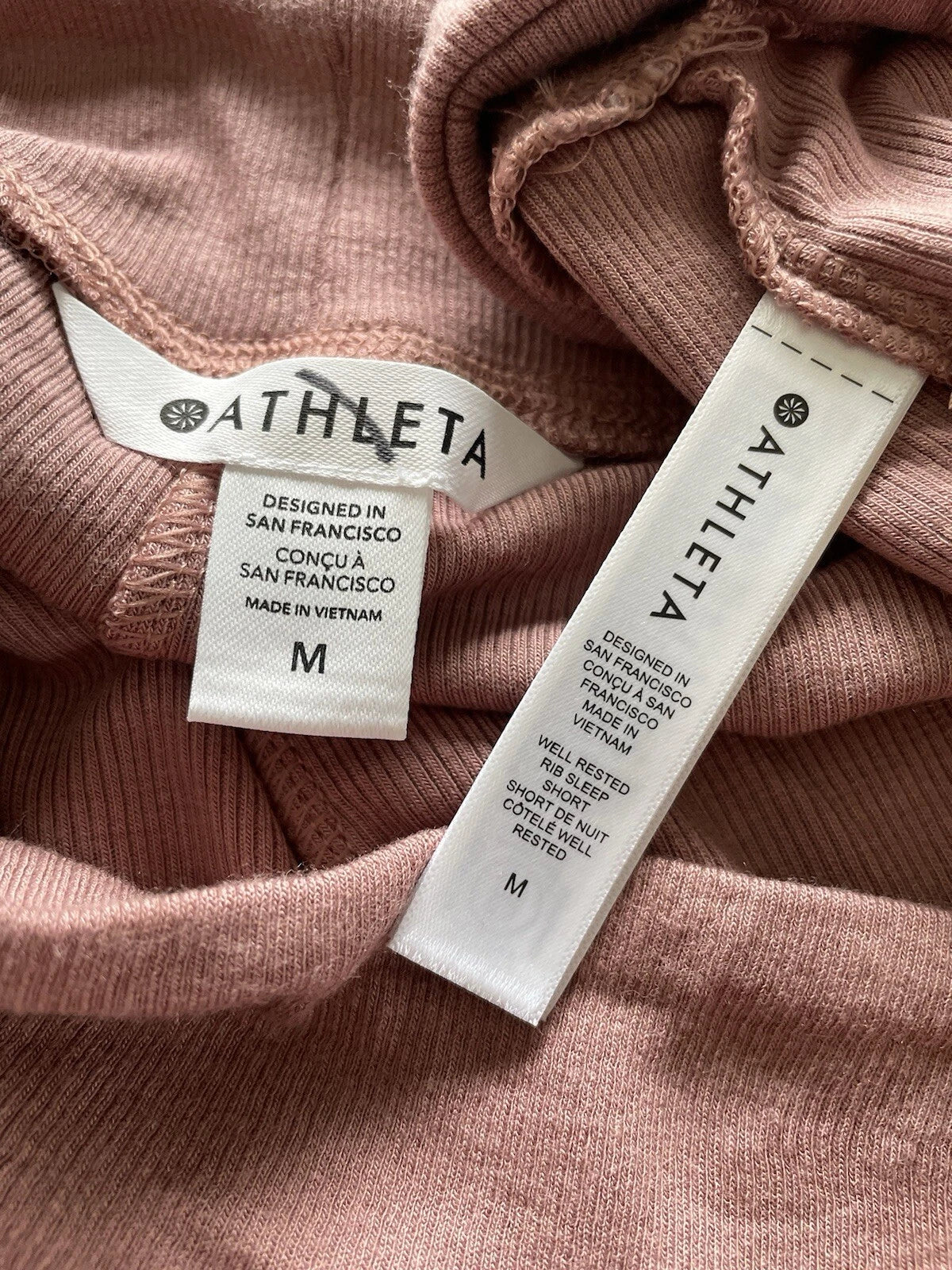 Athleta Well Rested Ribbed Sleep Soft Pink Shorts Tank NWOT Pajama Set Medium