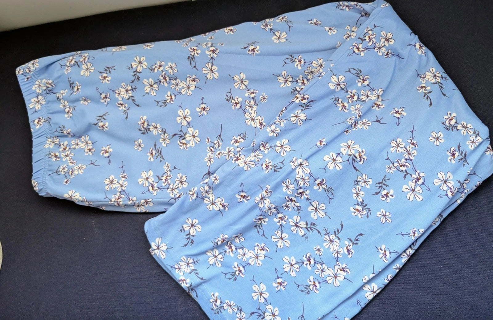Women's Aedemo Two Piece Light Blue Floral Pajama Set with Pockets