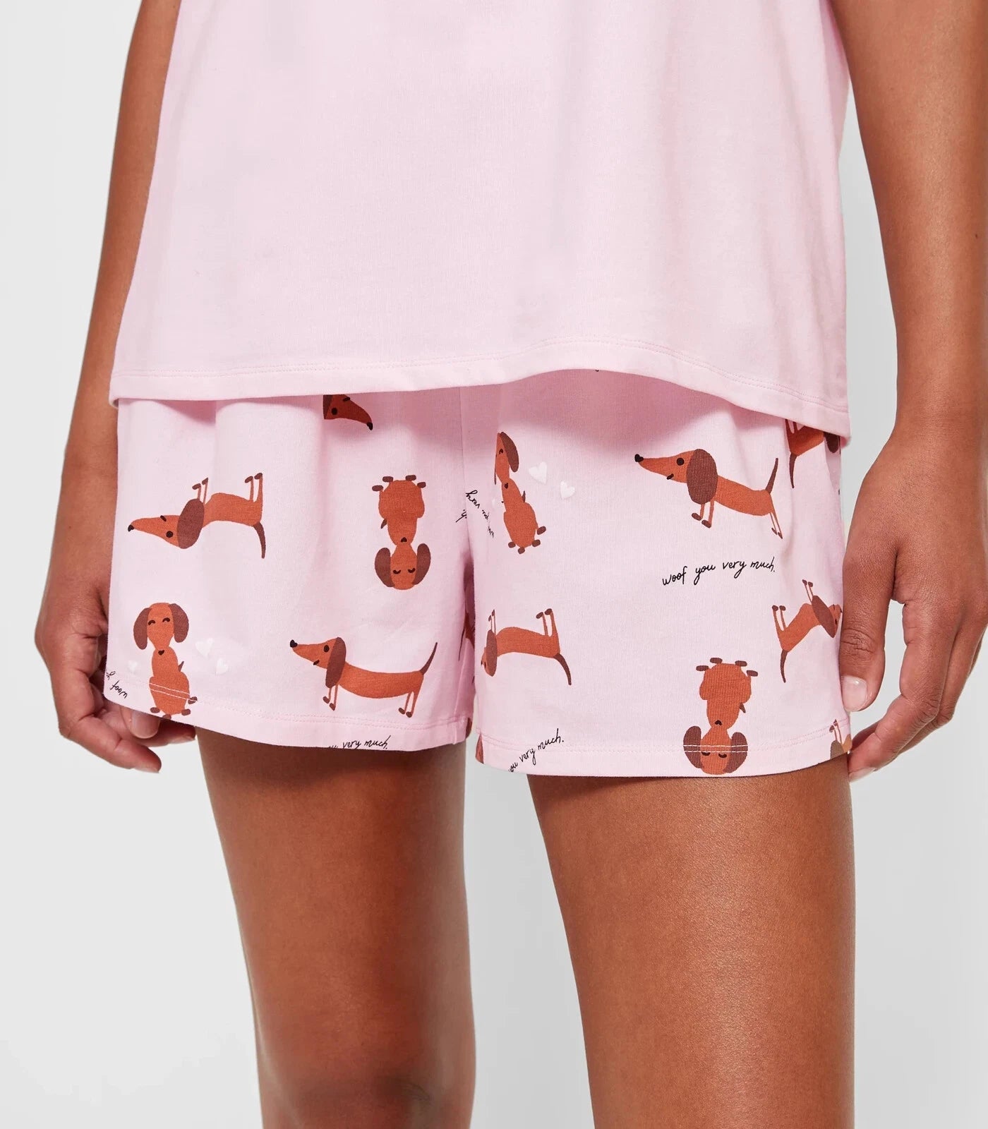 LADIES size L / 14 pink WOOF YOU VERY MUCH DOG Summer pyjamas Target  NEW A022