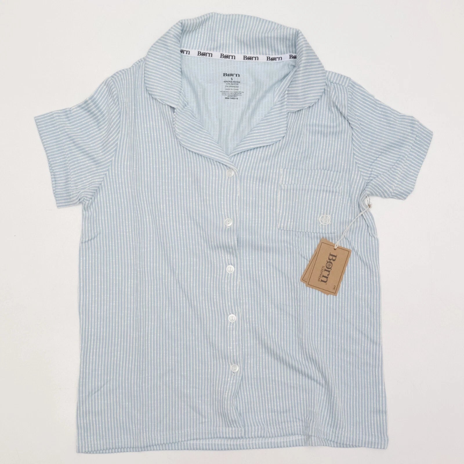 Born Sleepwear Jersey Seeksucker Short Sleeve Pant Set Blue Size L BO32139AS-BL