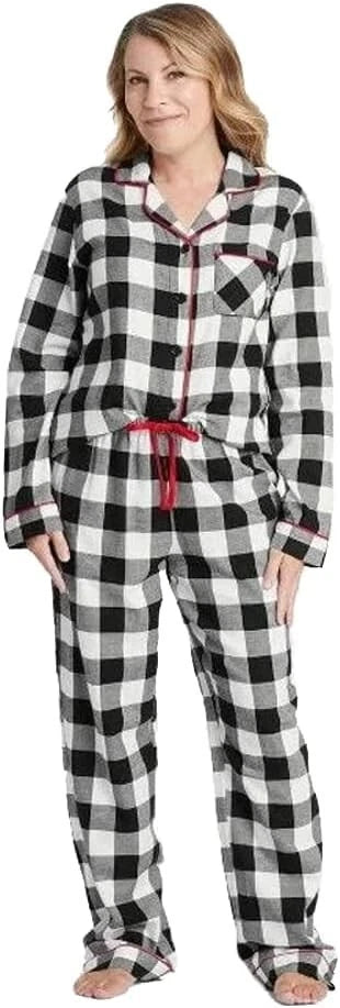 Pajama Set Wondershop Ladies White Buffalo Check Two Piece Size XS (0-2) NEW