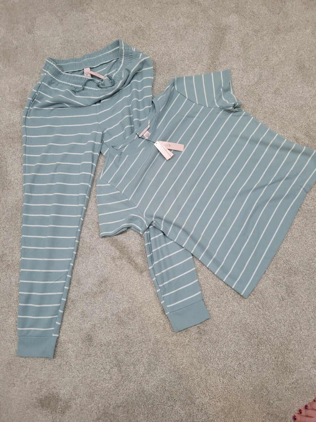 Victoria Secret Glow Waffle Tee and Jogger Set size S