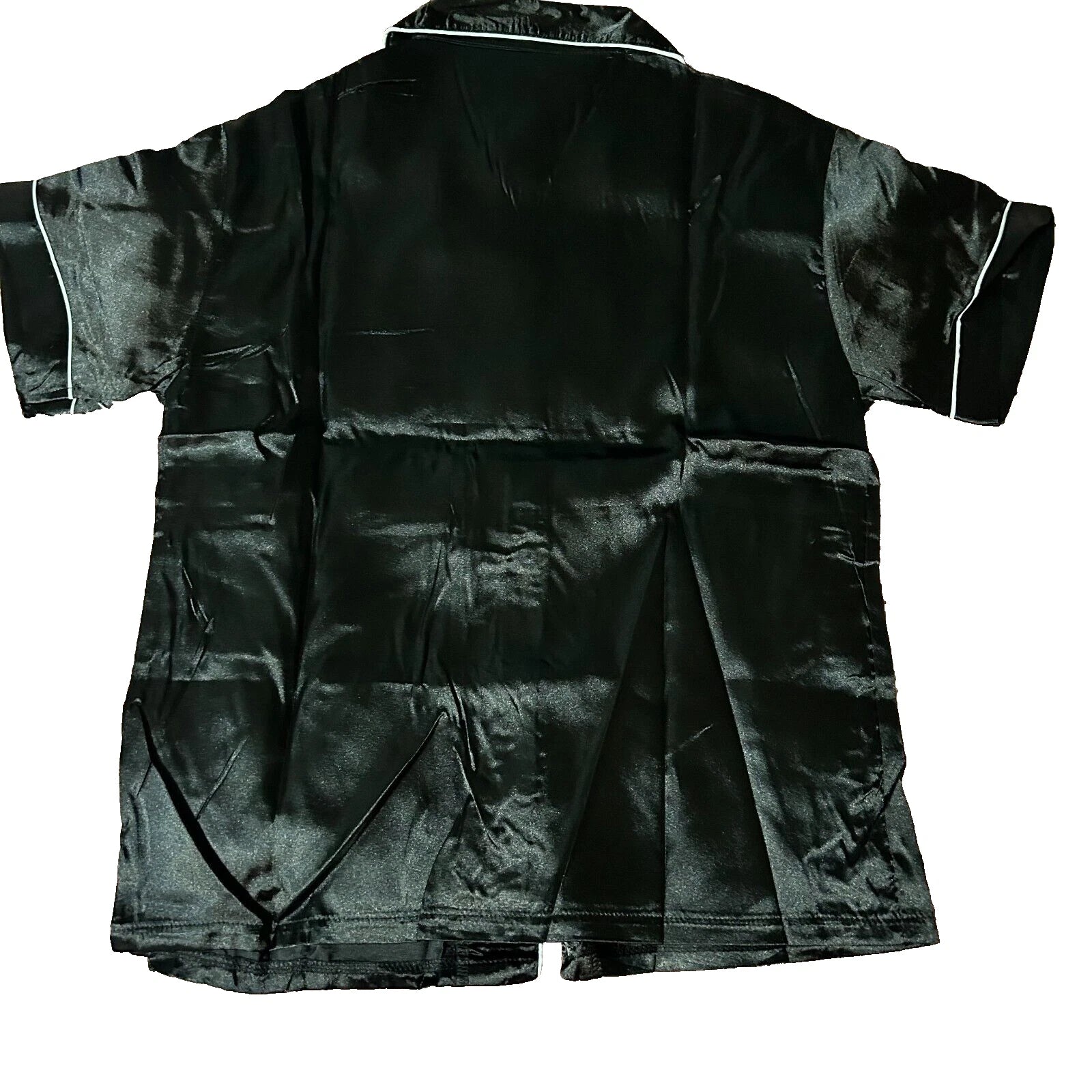 Women's Short Sleeve Silk Pajamas Set Black Satin Sleepwear Size s Nightwear