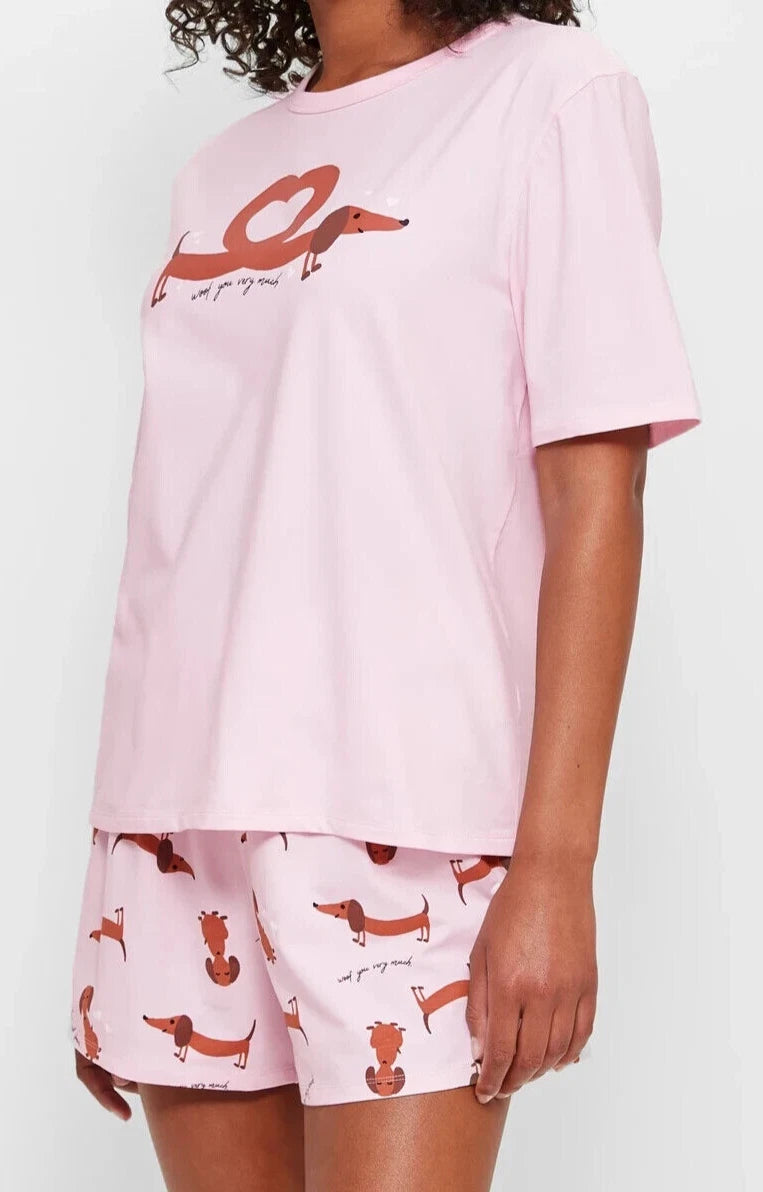 LADIES size L / 14 pink WOOF YOU VERY MUCH DOG Summer pyjamas Target  NEW A022
