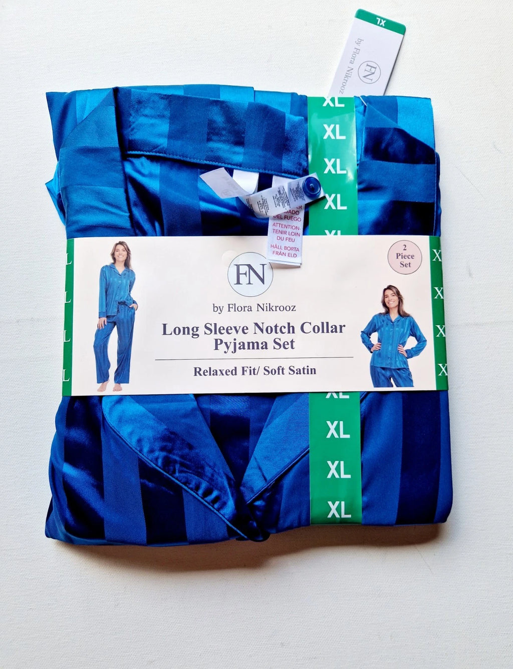 Satin Pyjamas Set by Flora Nikrooz Ladies 2 Piece Sleepwear Set Size XL UK 20-22