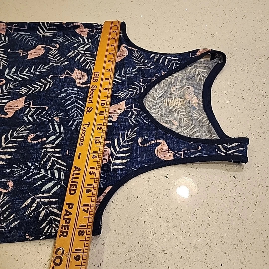 Croft & Barrow Womens Intimates Tank Top Short Pajama Set S Navy Blue Flamingos