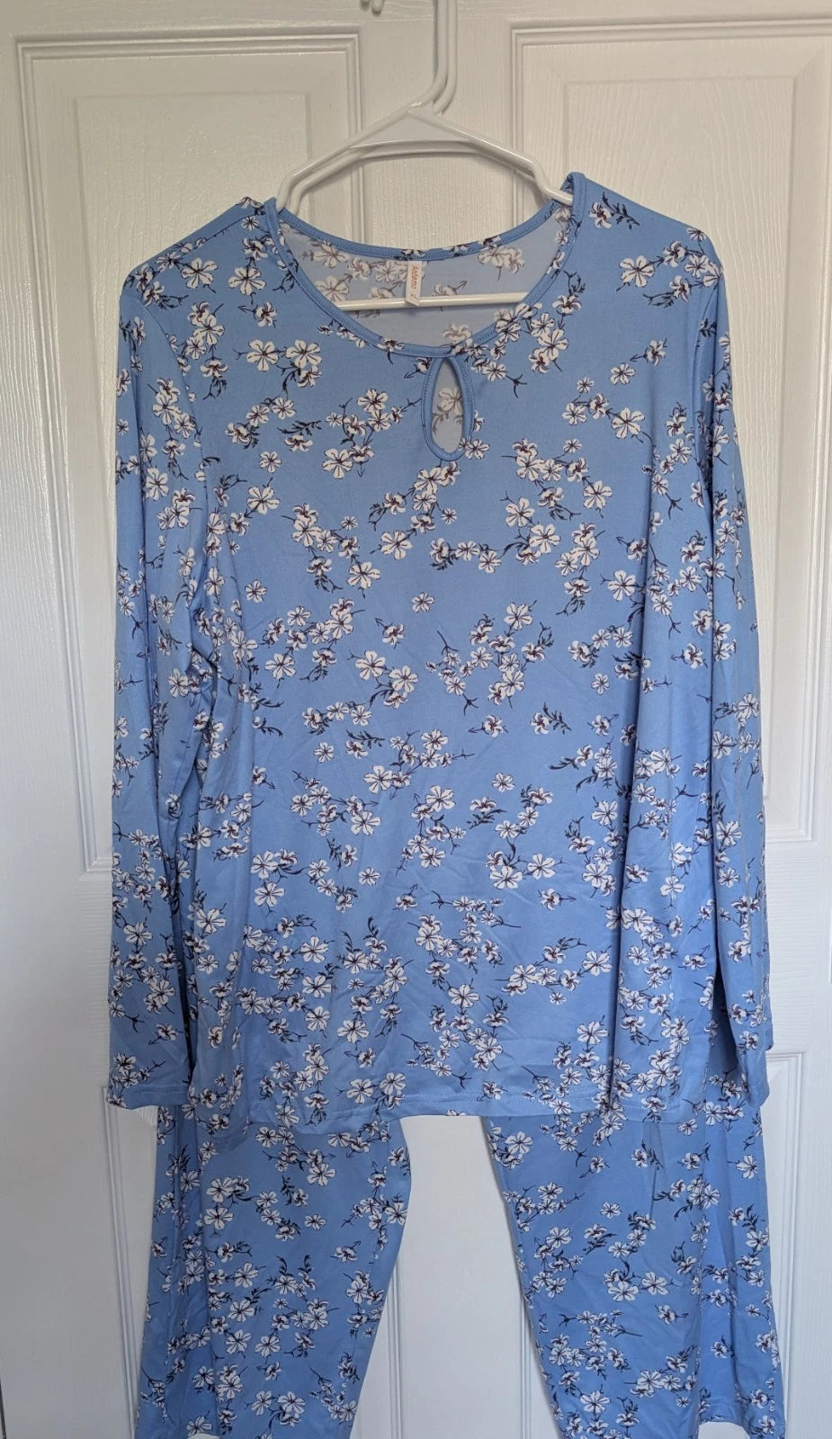 Women's Aedemo Two Piece Light Blue Floral Pajama Set with Pockets