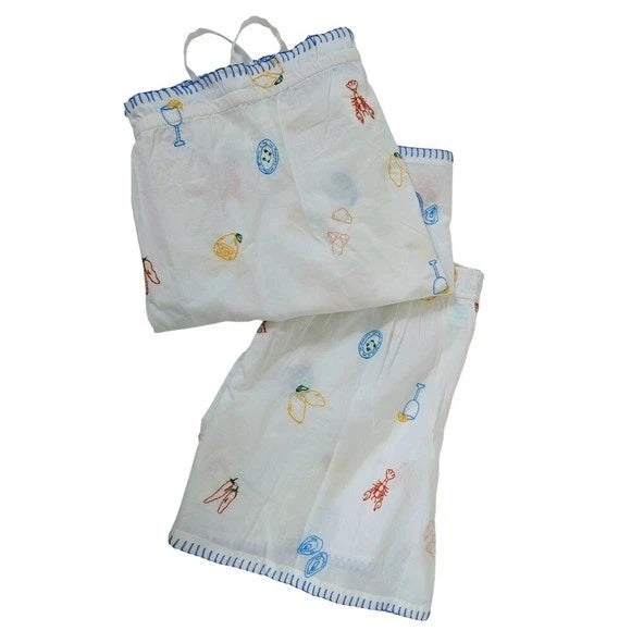 Cynthia Rowley Women's White Summer Embroidery Cotton Pajama Top Short Set S NEW