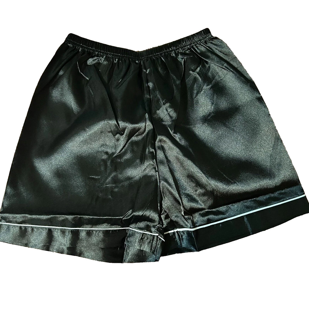 Women's Short Sleeve Silk Pajamas Set Black Satin Sleepwear Size s Nightwear