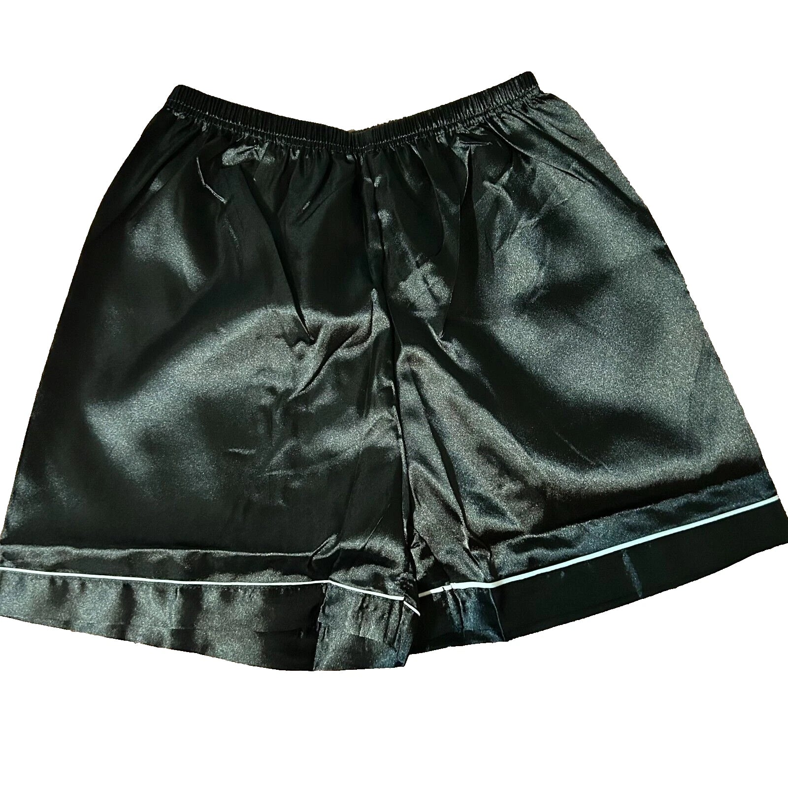 Women's Short Sleeve Silk Pajamas Set Black Satin Sleepwear Size s Nightwear