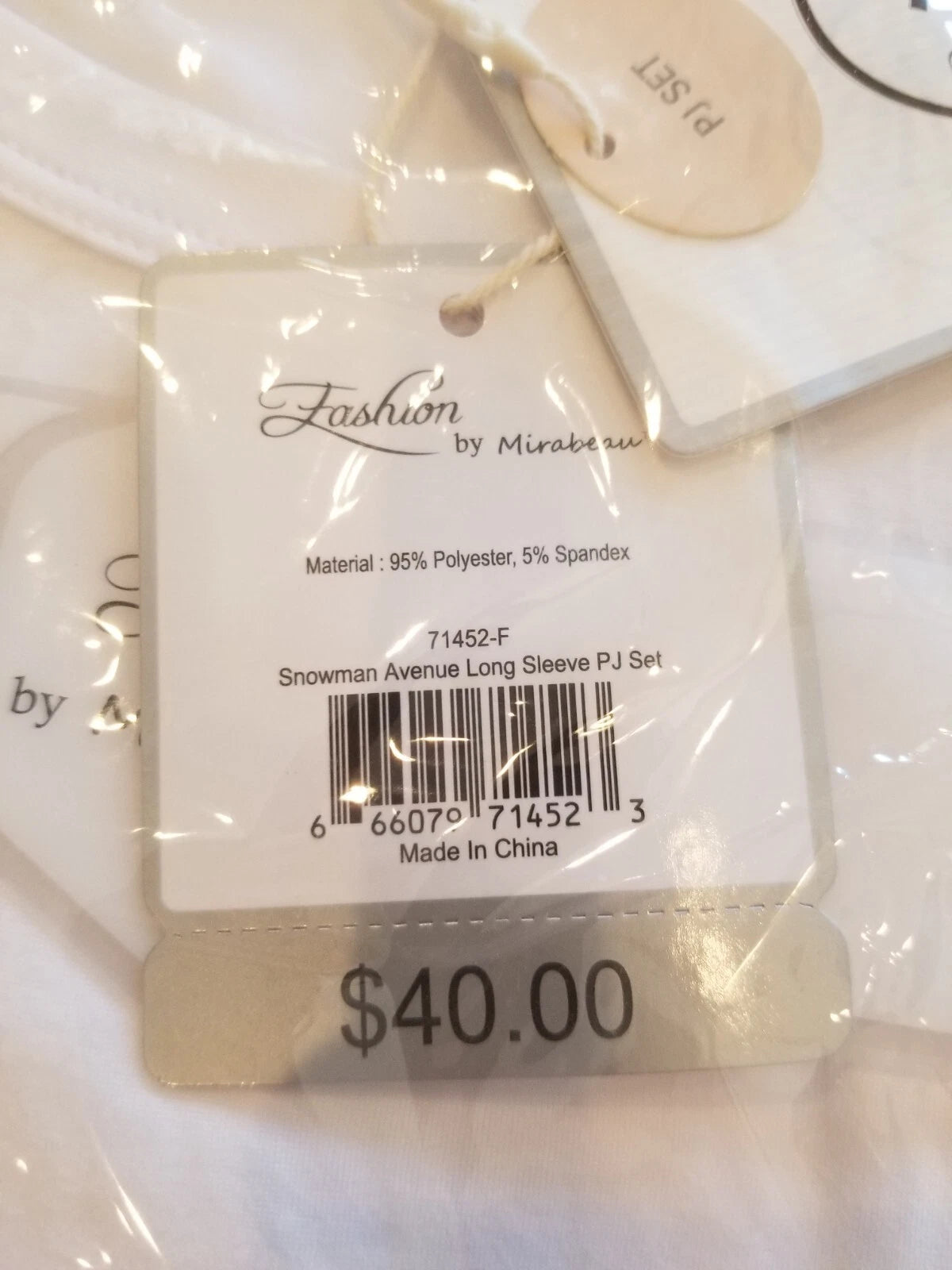 Fashion by Mirabeau Snowman Avenue Long Sleeve PJ Set Size Medium NWT