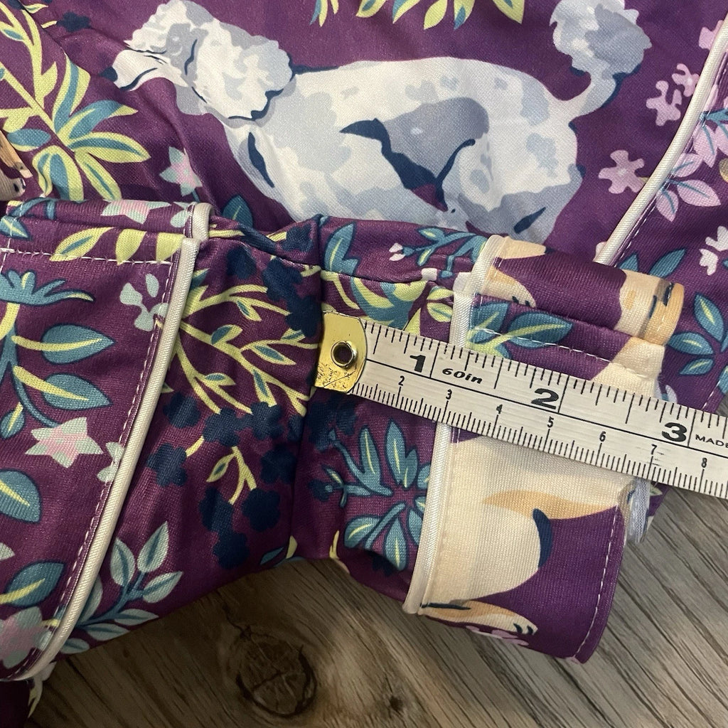 NIP Purple Dog Print Pajama Set Shorts Collared Button Front Top Amethyst NEW! L