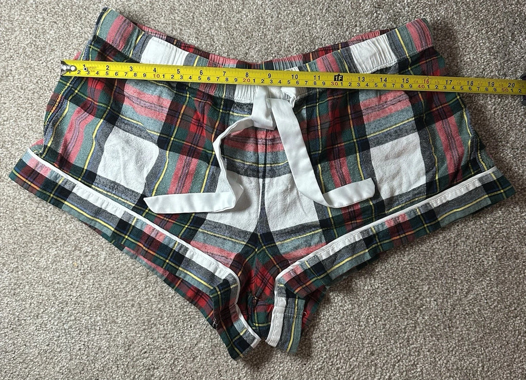 Victoria’s Secret Red Green Plaid Comfy Casual Summer Fall Sleep PJ Shorts Large