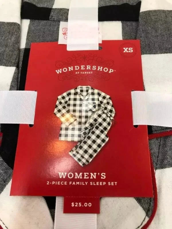 Pajama Set Wondershop Ladies White Buffalo Check Two Piece Size XS (0-2) NEW