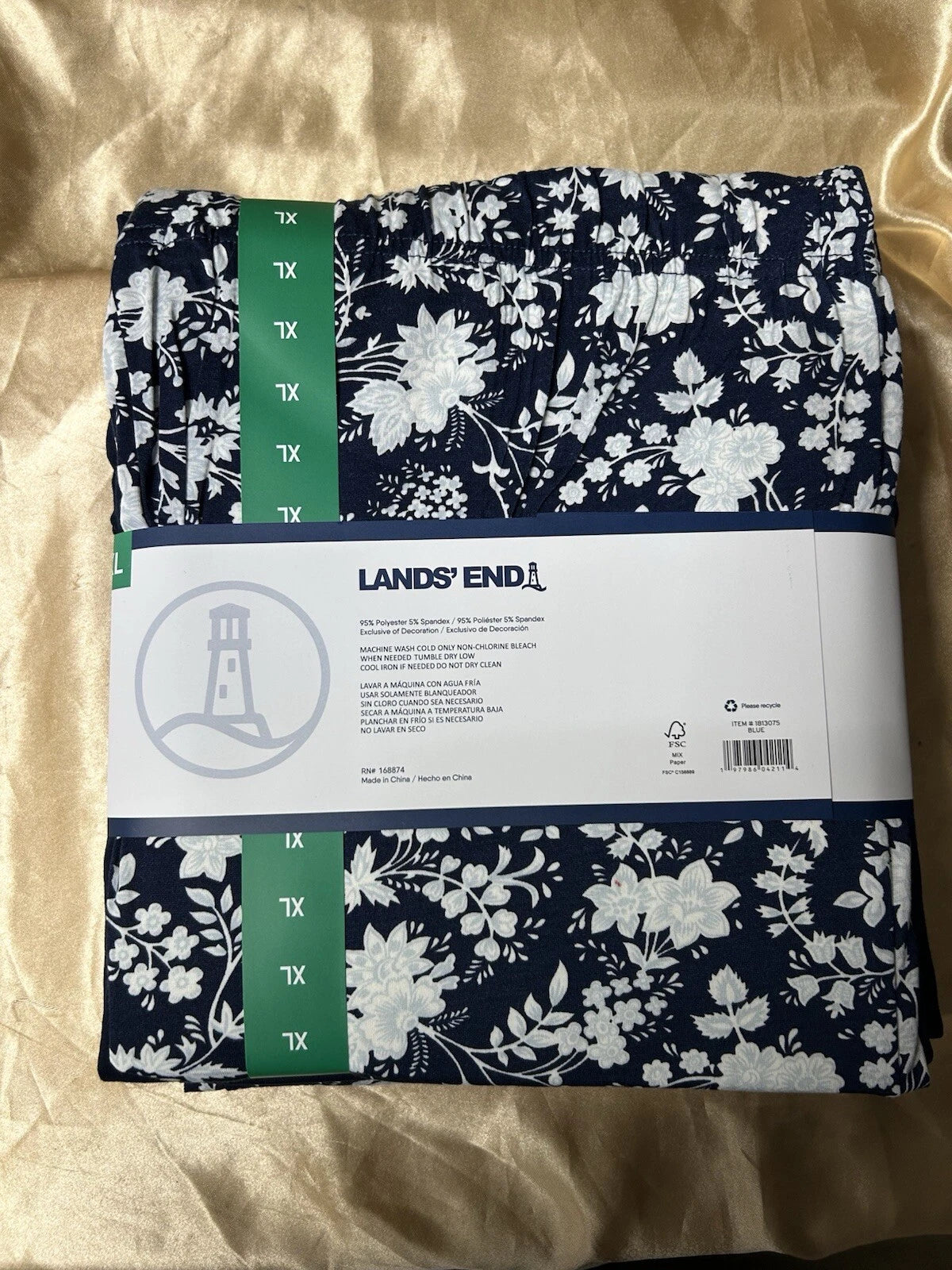 2 piece LANDS END Soft Stretch womens Sleepwear Pajama Set Size XL 12-14