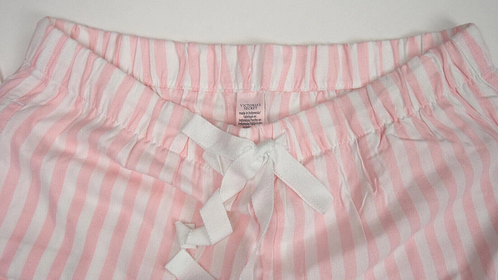 VICTORIA'S SECRET BLACK LOVE LONG SLEEVE & PINK STRIPED PANT PJ SET S Short
