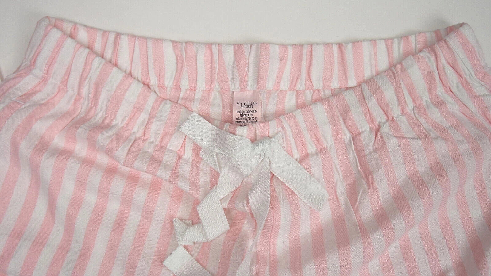 VICTORIA'S SECRET BLACK LOVE LONG SLEEVE & PINK STRIPED PANT PJ SET S Short