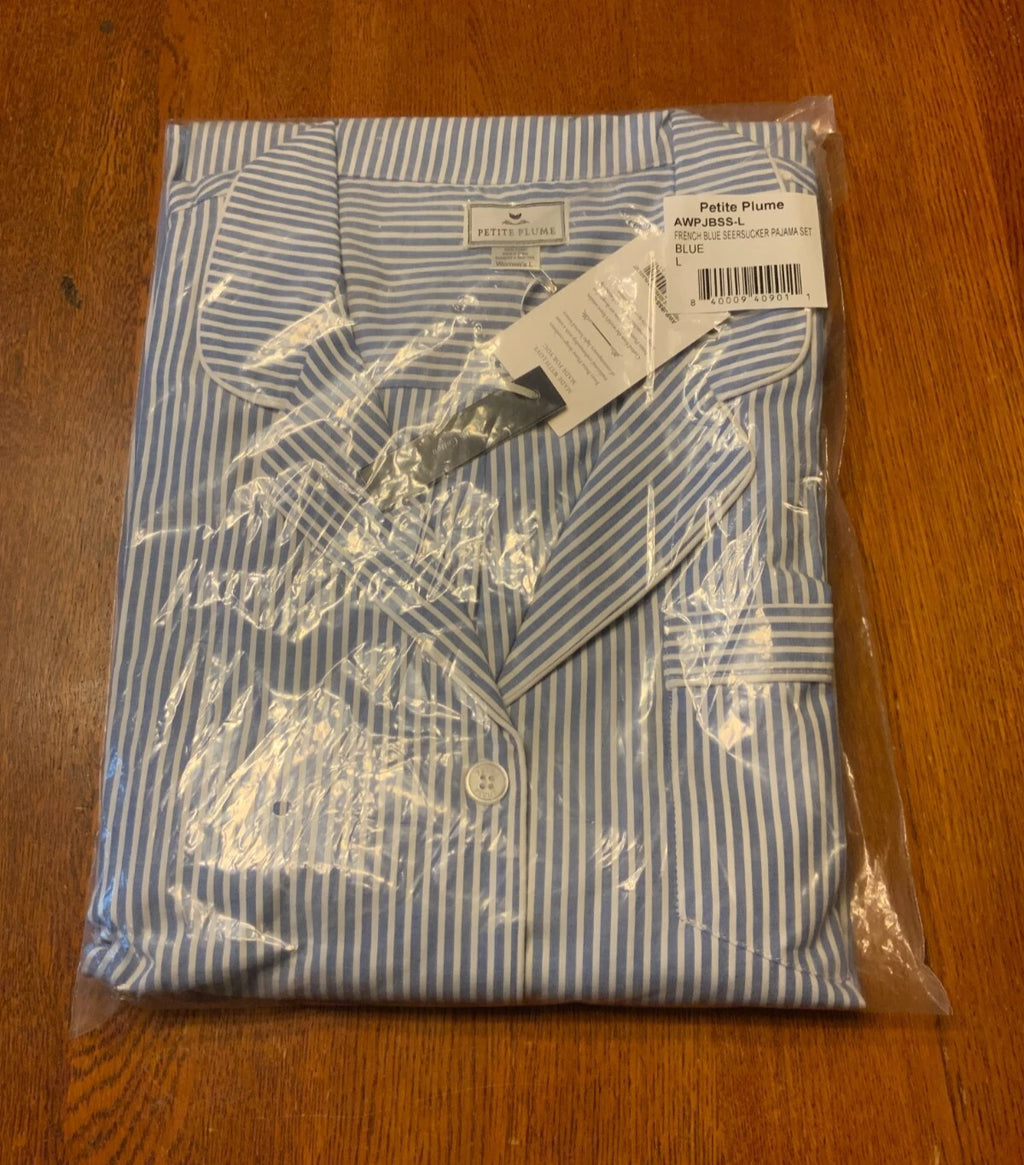 Petite Plum Women's Twill Pajama Set, Style# AWPJBSS-L, Size L, French Blue