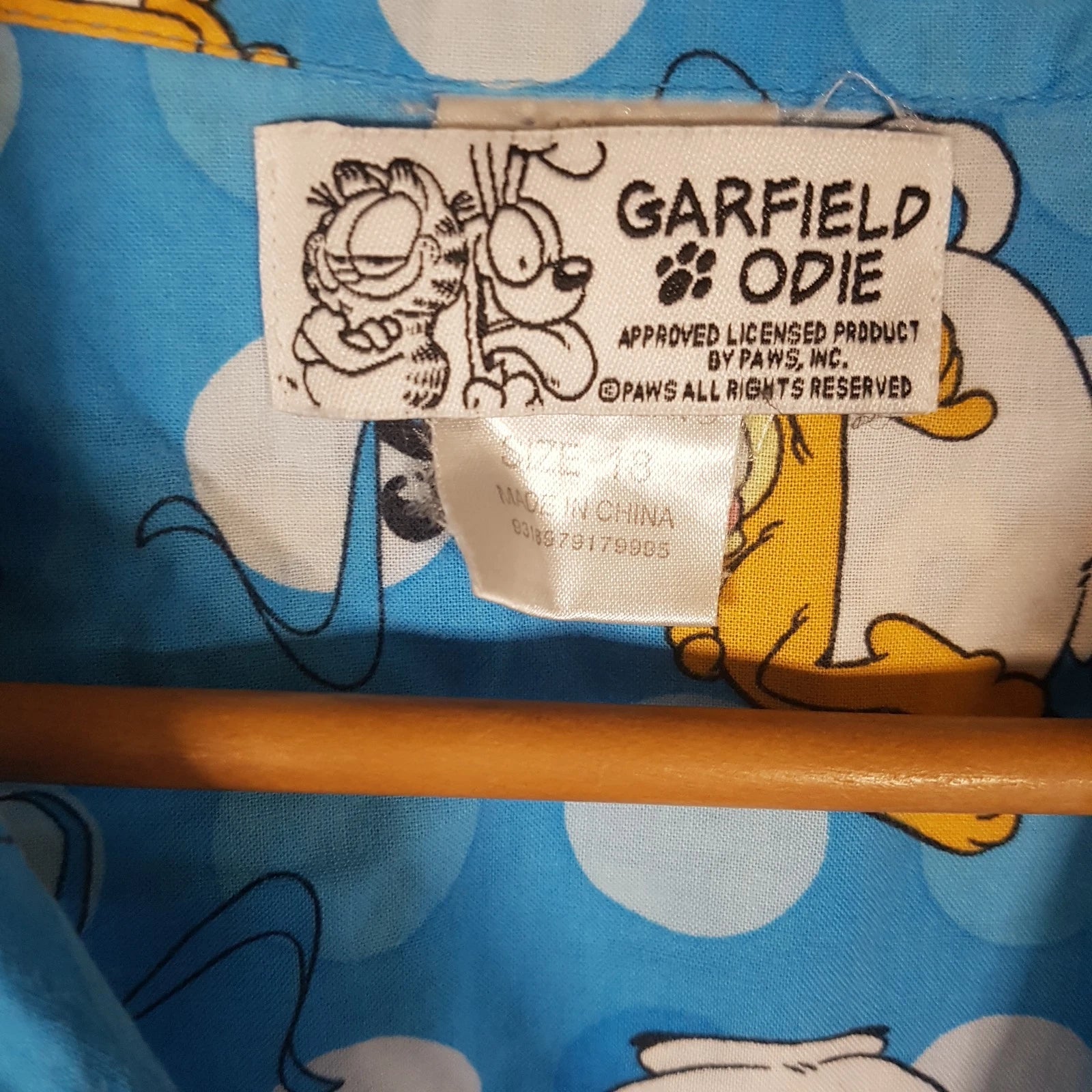 Garfield + Odie Pyjama 3/4 sleeve top and long pants Size:18 Blue teacup Cotton