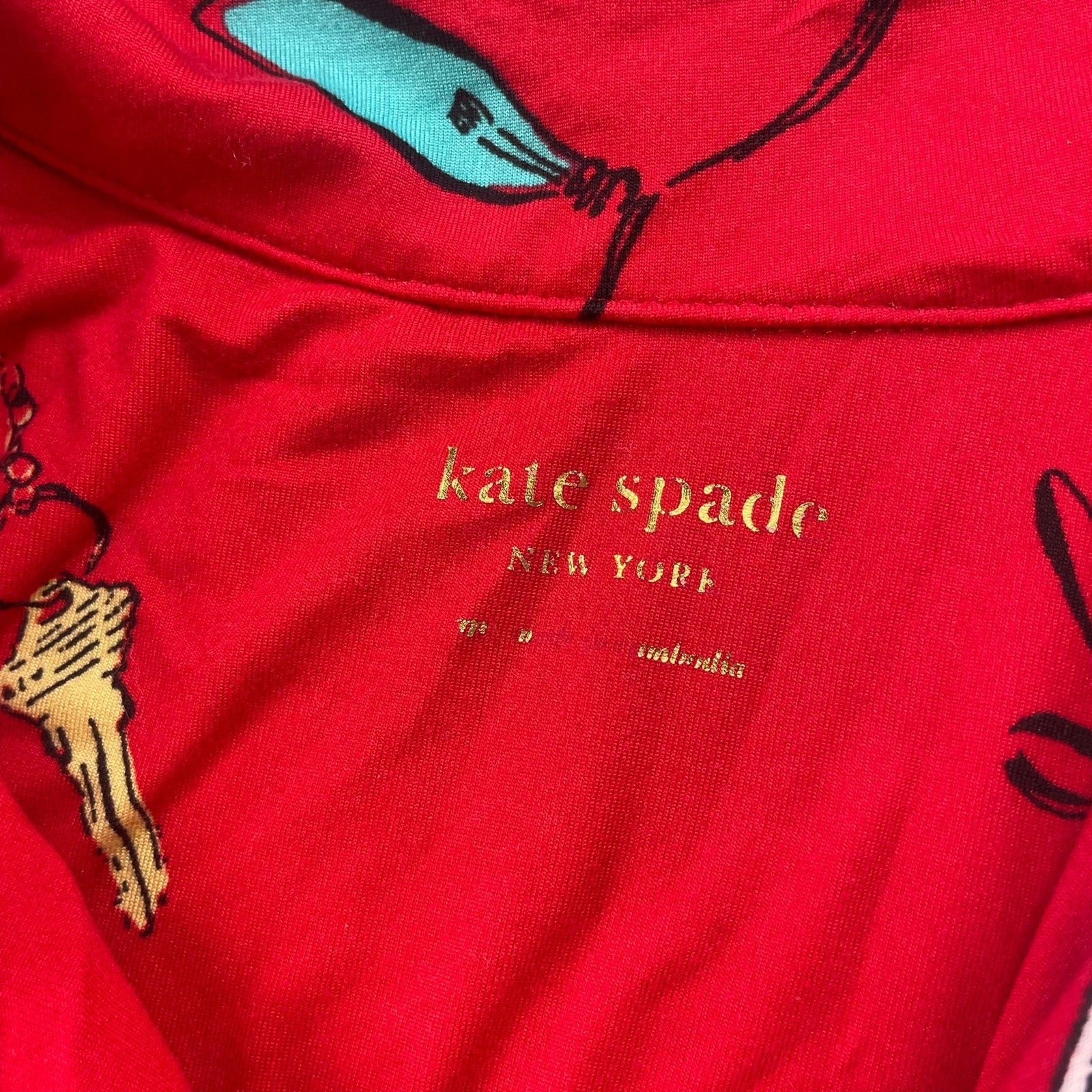 Kate Spade Red Holiday Christmas Novelty Print Pajamas Set Size Medium M