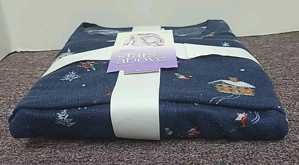 2 Piece Womens Thermal Pajama Set Smart Blue  XXL Stars Above NWT  Fast Shipping