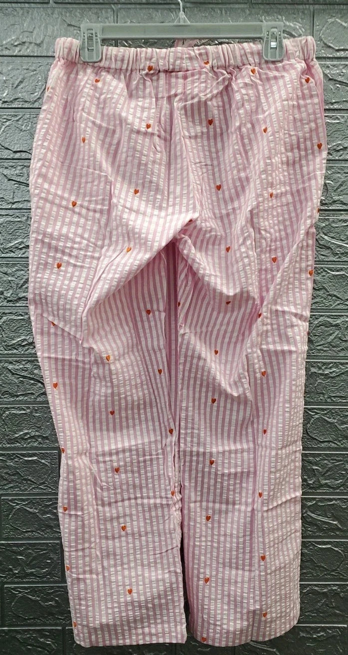 NEW STARFIT Long Pajama Set - White Pink Size Medium