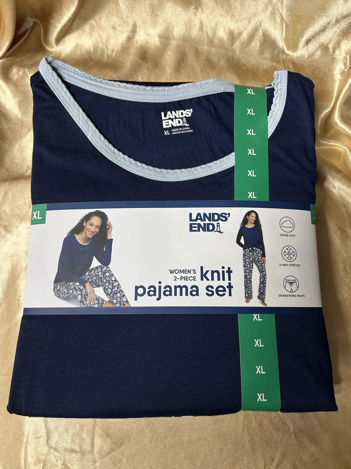 2 piece LANDS END Soft Stretch womens Sleepwear Pajama Set Size XL 12-14