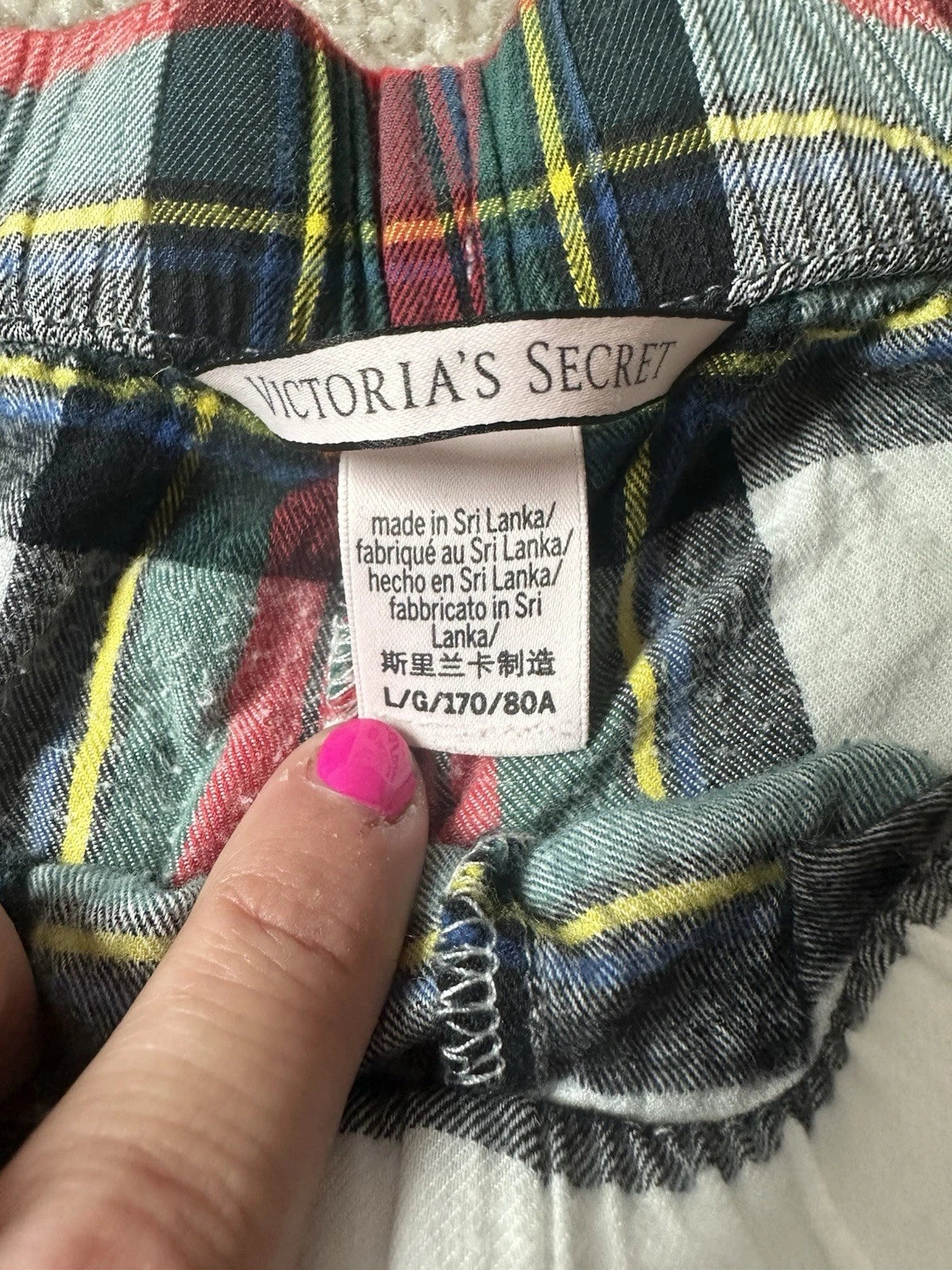 Victoria’s Secret Red Green Plaid Comfy Casual Summer Fall Sleep PJ Shorts Large