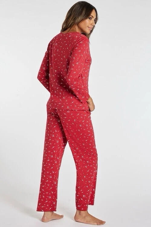 Bon Marche Red All Over Star Print  Pyjama Set Long Sleeve 20/22 BNWT Rrp £16