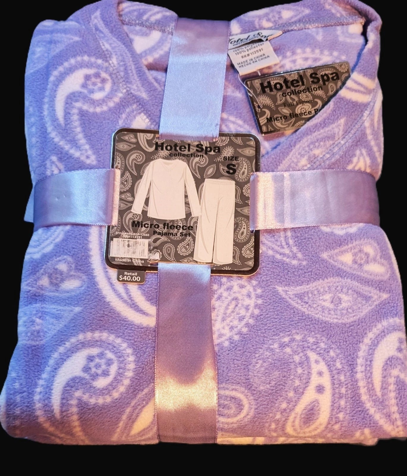 Hotel Spa Collection Micro Fleece Pajama Set Women Size S, New w/Tags PET RESCUE