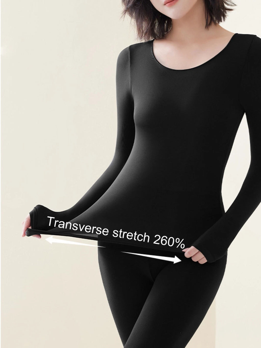 Women Ultra Thin High Elasticity Thermal Long Johns Underwear Top&Bottom 2PC Set