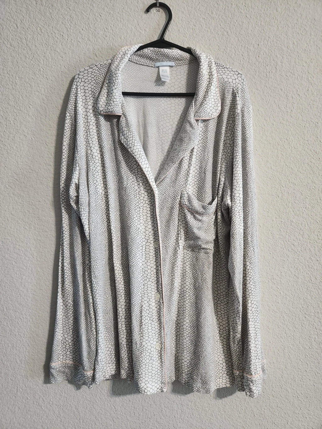 Eberjey Gisele Long-sleeve Printed Pajama set white/grey size medium