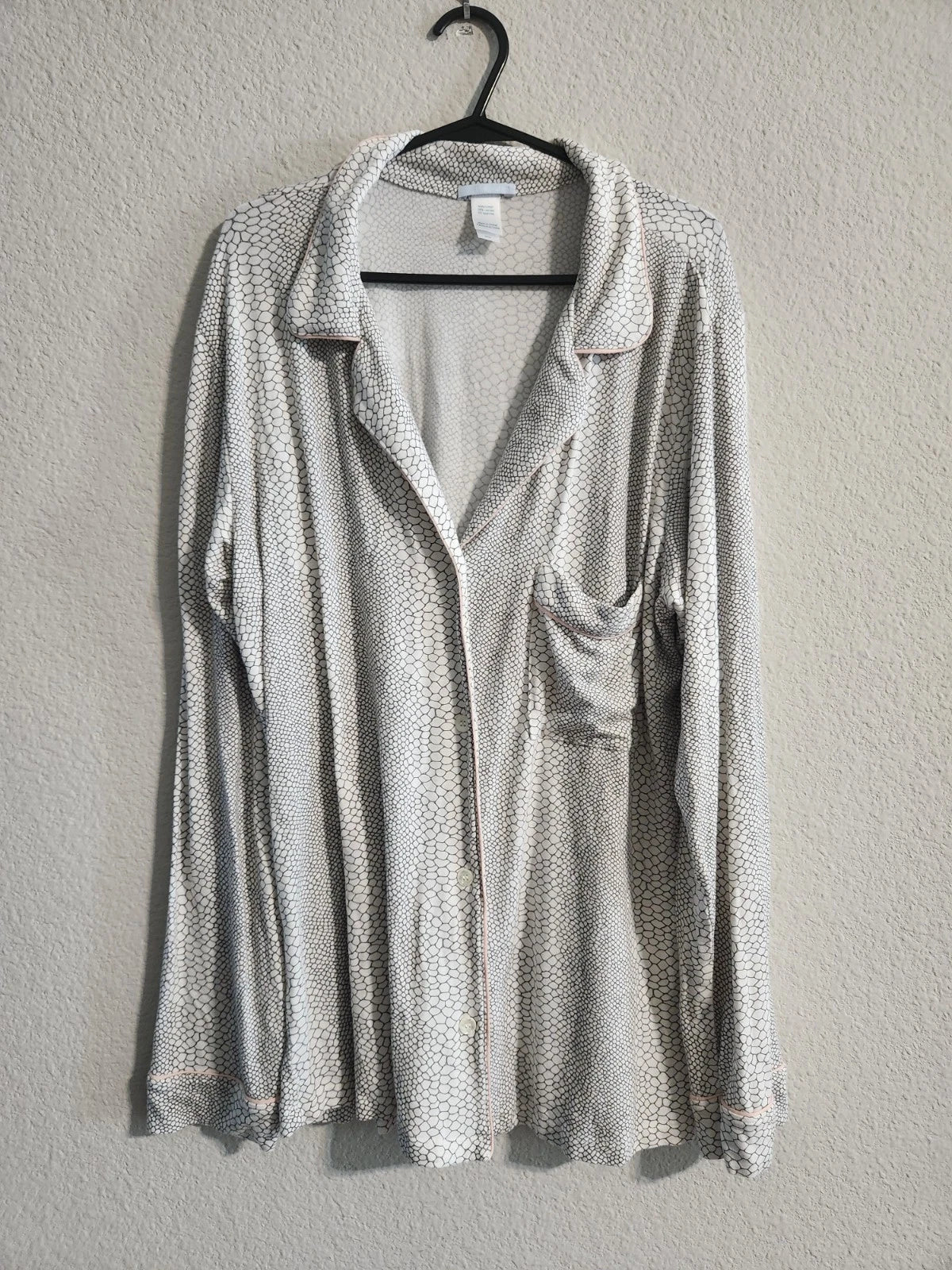 Eberjey Gisele Long-sleeve Printed Pajama set white/grey size medium
