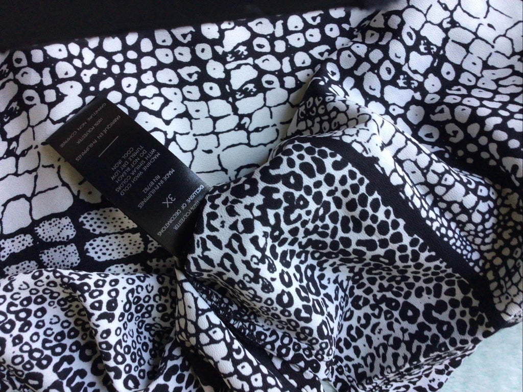 Natori Pajamas Shirt Pants Black White Animal Print Size 3XL Lounge Wear