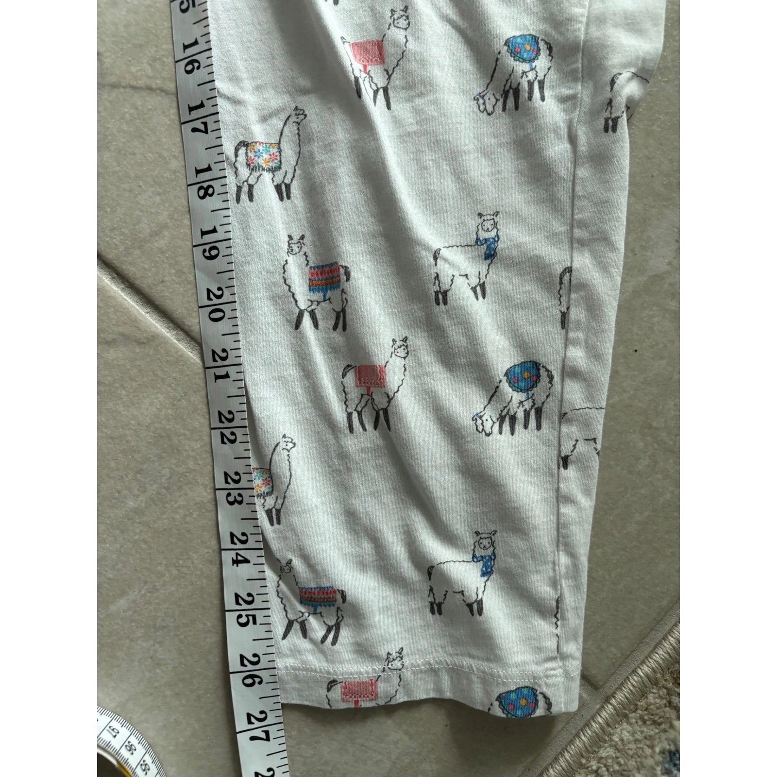 Cuddledown Pajama Set Womens Large White Pima Cotton Alpaca Print Comfort Lounge