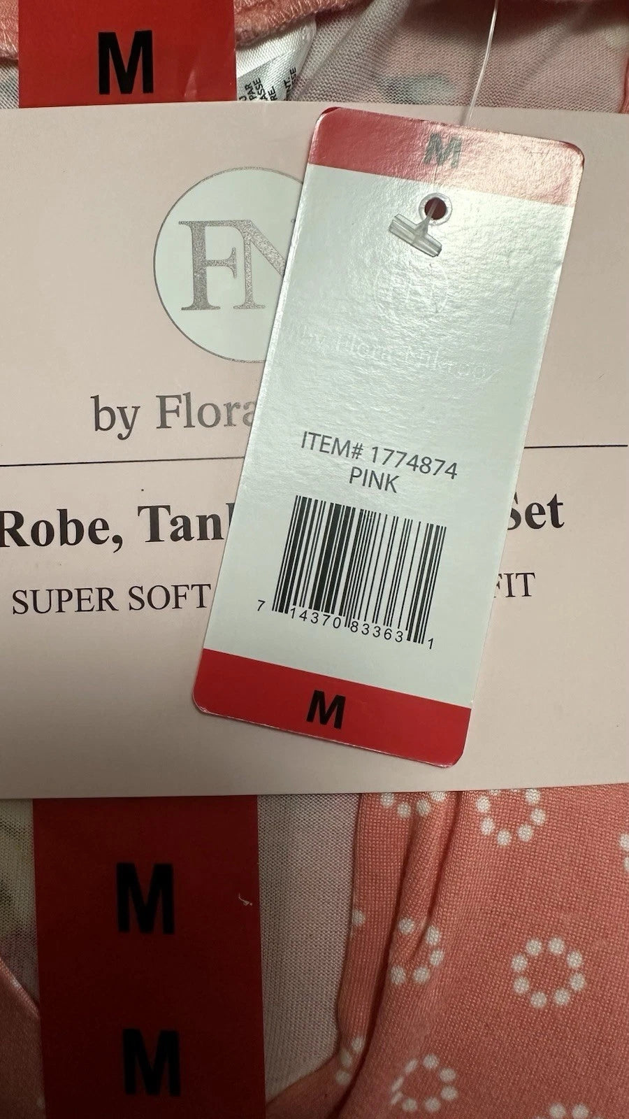 Flora Nikrooz Women's Super Soft 3pc Pajama Set Robe Tank Pant Pink Medium New