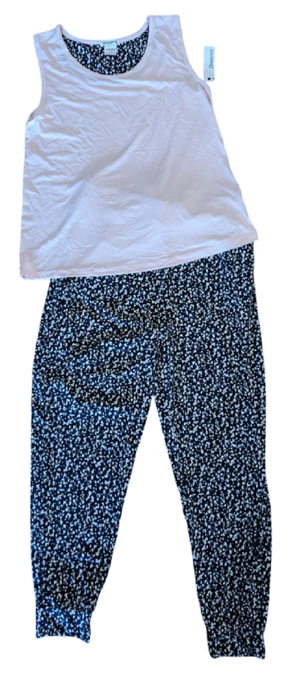 Beautyrest Pajama Set, Tank Top and Joggers, Pink/Black, Pockets, Size Large