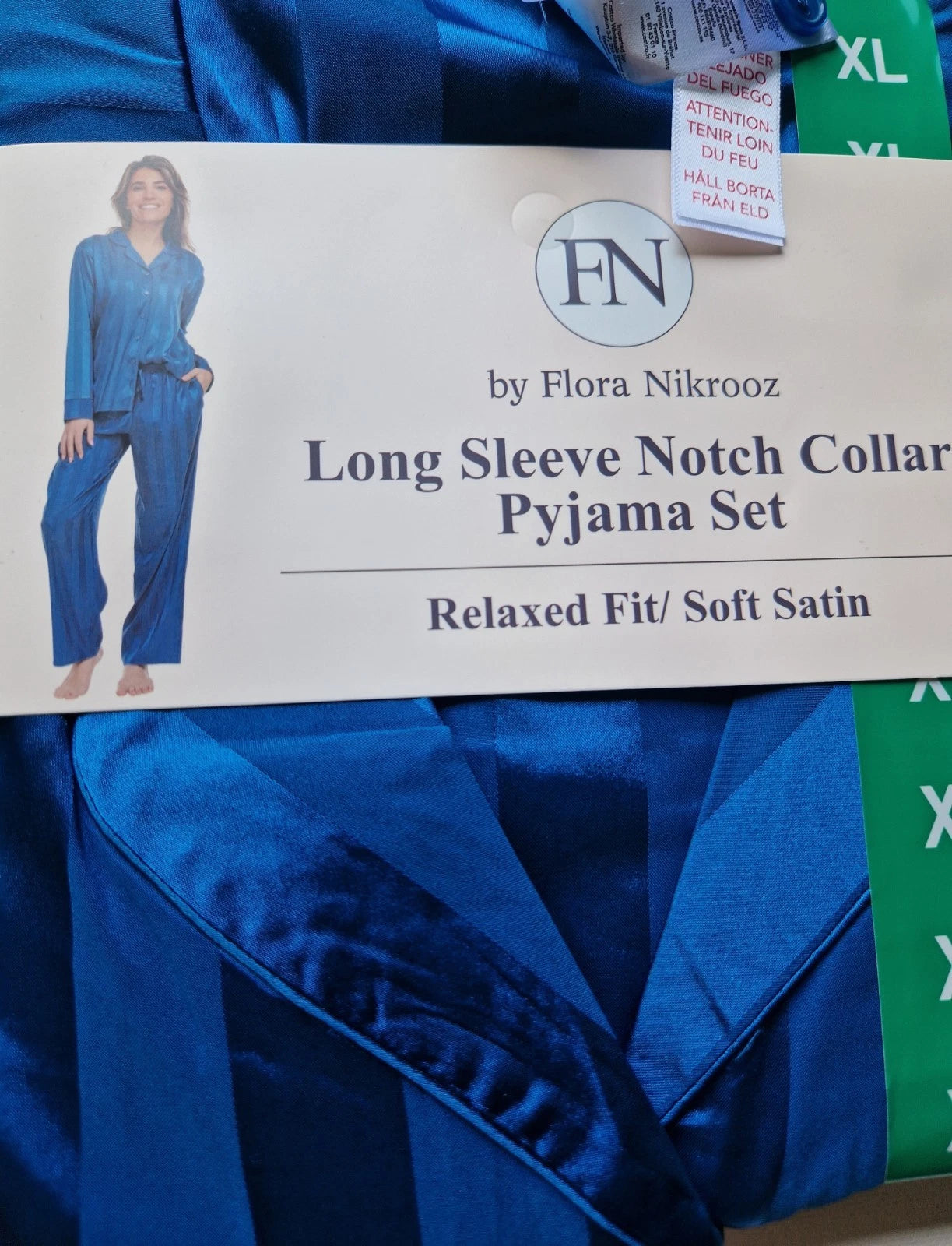 Satin Pyjamas Set by Flora Nikrooz Ladies 2 Piece Sleepwear Set Size XL UK 20-22