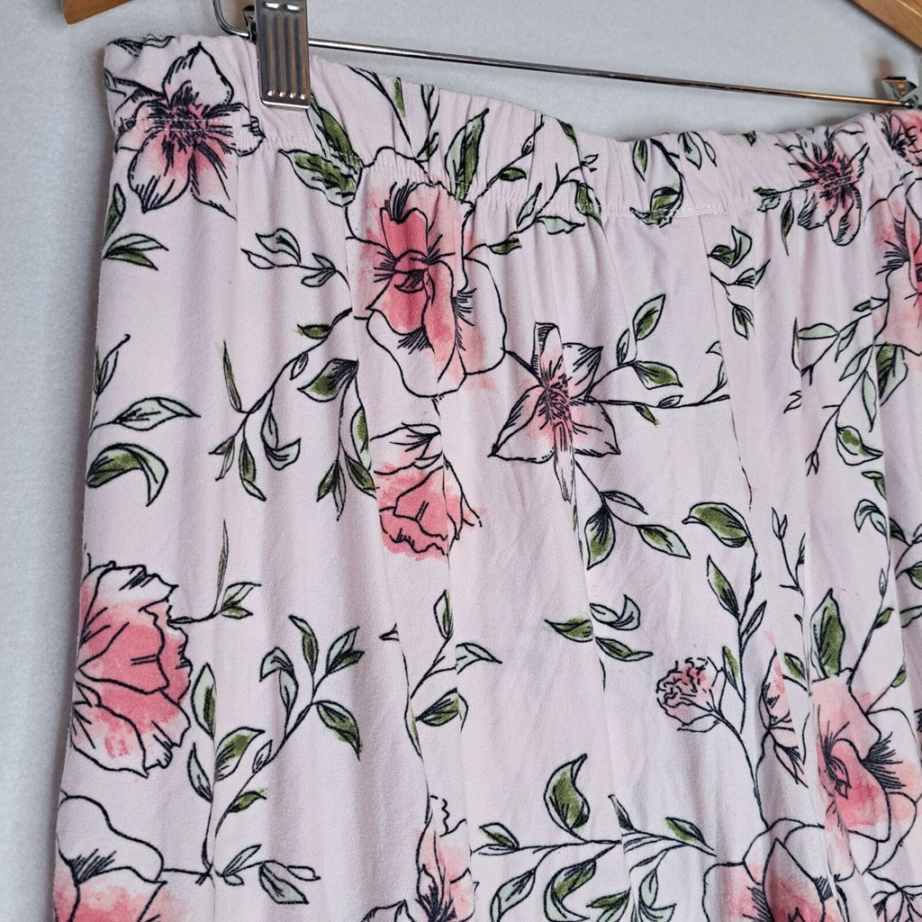 BeYourself Pajama Set Womens XL Pink Floral Weekend Tee Comfy Lounge Sleepwear