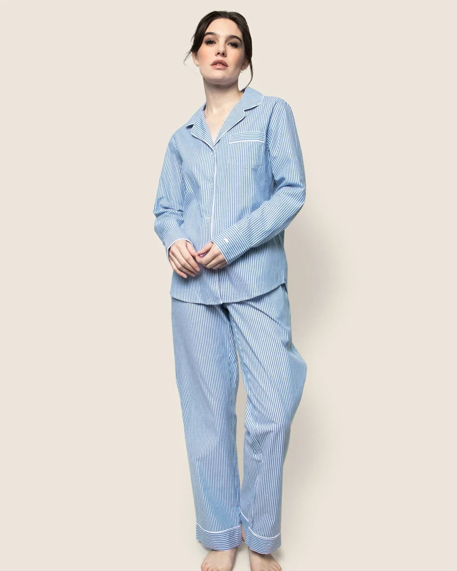 Petite Plum Women's Twill Pajama Set, Style# AWPJBSS-L, Size L, French Blue