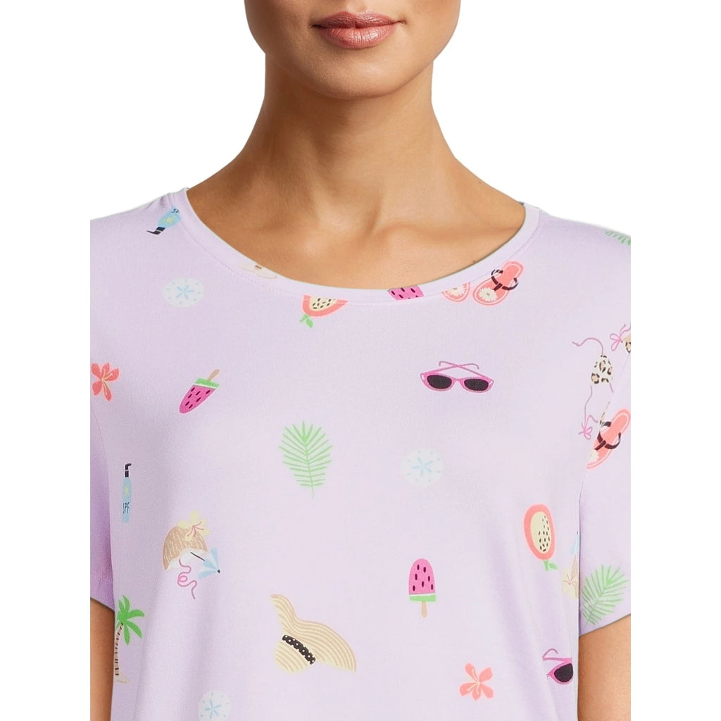 Secret Treasures Women's T-Shirt & Joggers Pajama Set, 2-Pcs Sky Pink Beach XL