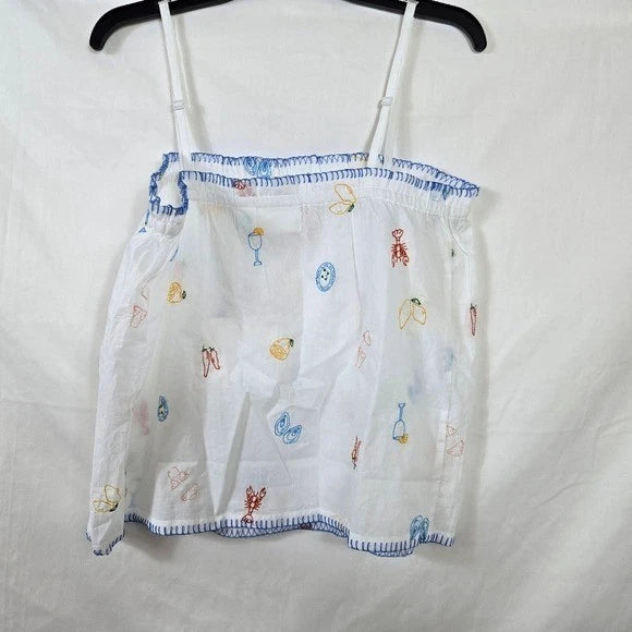 Cynthia Rowley Women's White Summer Embroidery Cotton Pajama Top Short Set S NEW